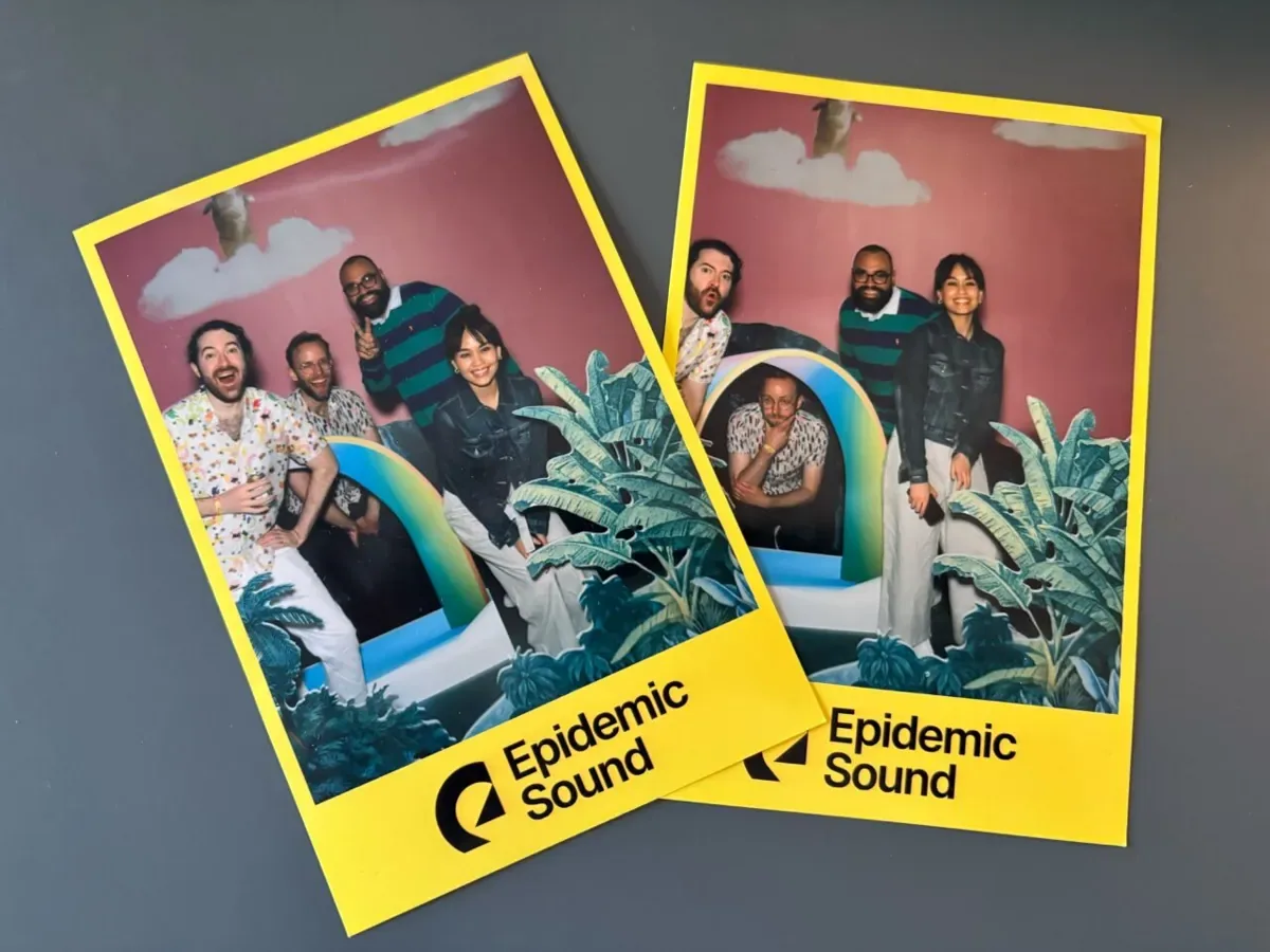 Sam and his coworkers posing for the photobooth at Epidemic Sound’s annual Summer Party in Stockholm