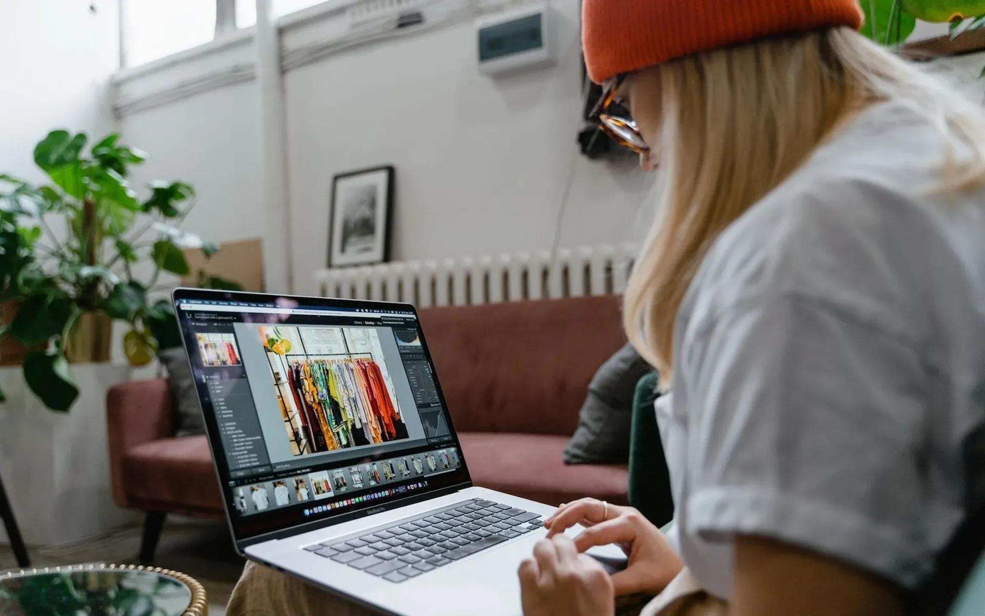 Editing footage on a laptop