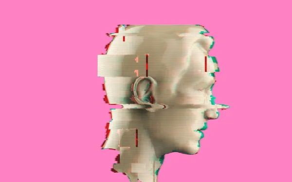 Glitchy vision of a statue’s head